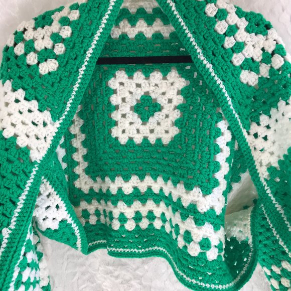 Vintage Handmade Granny Square crochet shawl shrug Retro Boho - Picture 9 of 12